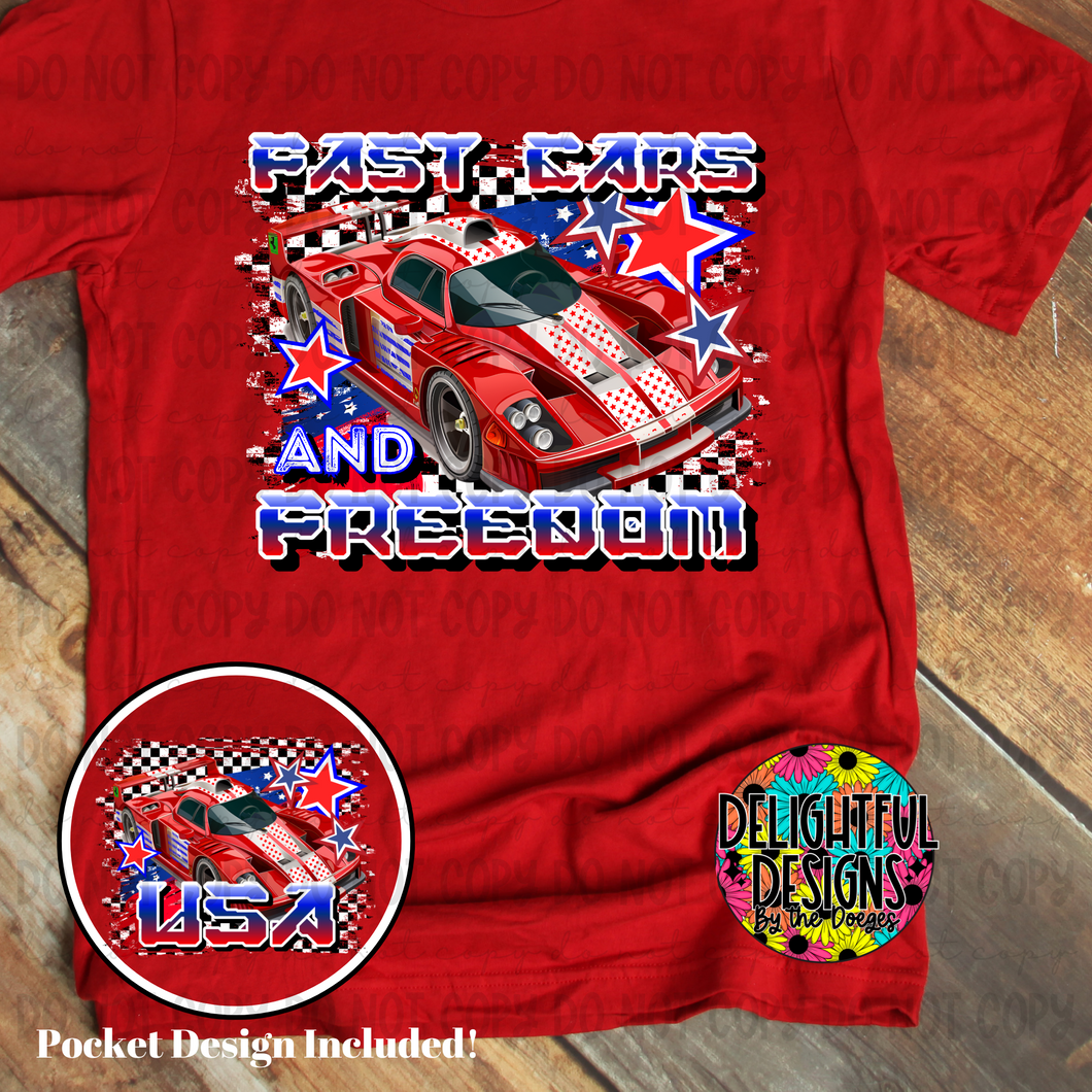 Fast cars and freedom with pocket print