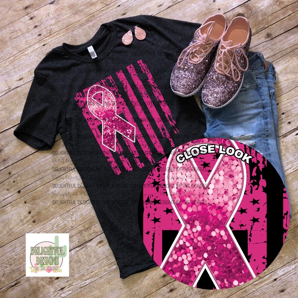 Flag - breast cancer awareness ￼